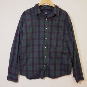 GAP Button Down Shirt XXL Plaid Long Sleeve Stretch Cotton Men’s